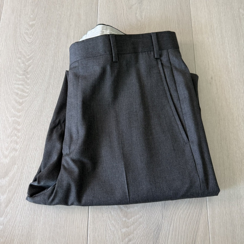 Zanella Todd Dress Pants Mens 36x33 Gray 100% Wool Made in Italy Luxury Trousers